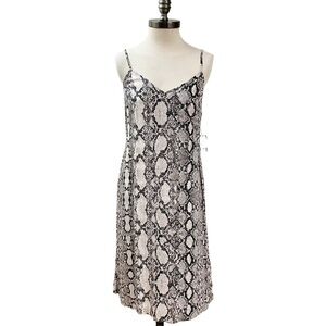 Y2k Snakeskin Print MIDI Slip Dress Small Date night Minimalist Layering $69 Tag